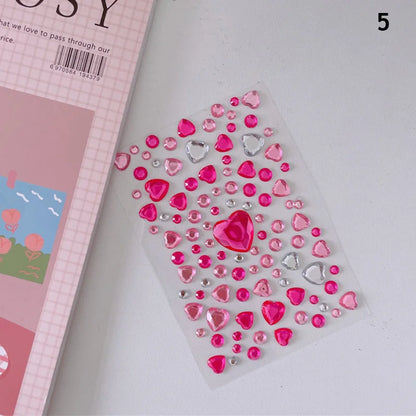 Mixed Size 3D Heart Love Gem Stickers For Kids Diamond Acrylic Crystal Sticker DIY Three-dimensional Rhinestone For Girls