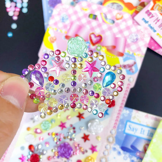 Kids Gem Crystal Acrylic Diamond Self Adhesive Stickers for Girl Creative DIY Craft Decoration Scrapbook Sticker