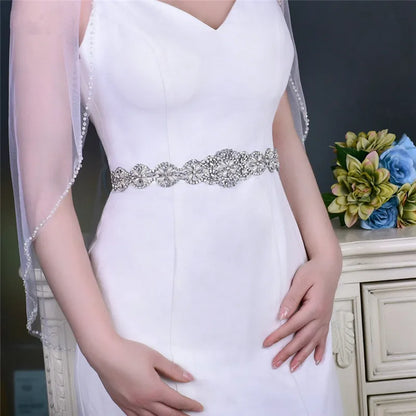 Pearls Wedding Belt Crystal Bridal Belt Sliver Rhinestones Satin Bridal Sash For Maternity Women Wedding Dress Accessories