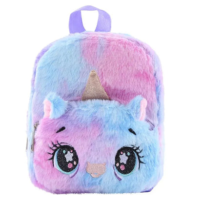 Unicorn Furry Backpack Plush Sparkling Kid Girl Small School Kindergarten Cute Winter Christmas Children Adjustable Bag Gift