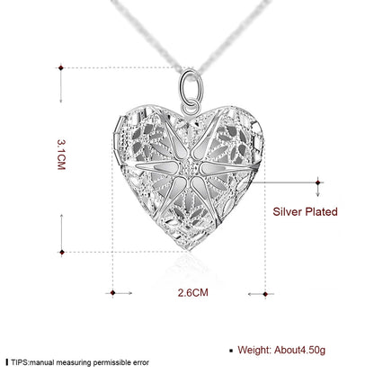 925 Sterling Silver Photo Frame Pendant Necklace 18/20/22/24 Inch Snake Chain For Woman Charm Wedding Fashion Jewelry