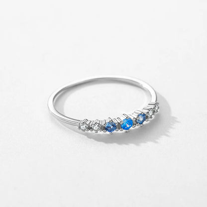 925 Sterling Silver Simple Stackable Fashion Thin Finger Ring Charm Blue Zirconia Rings For Women Wedding Fine Jewelry