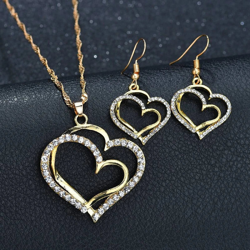 Heart Shaped Wedding Dinner Wedding Dress Accessories Earrings Necklace & Bracelet Gift