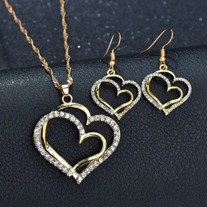 Heart Shaped Wedding Dinner Wedding Dress Accessories Earrings Necklace & Bracelet Gift