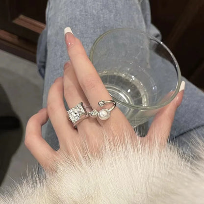 Kpop Y2K Cute Goth Bowknot Ring Punk Vintage Heart Irregular Geometry Rings For Women Girls Grunge 2000s EMO Jewelry Accessories