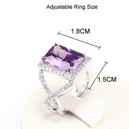 925 Sterling Silver Jewelry Sets Accessories Bridal Women Natural Crystal Zircon Earrings Open Ring Pendant Wedding Necklace Set