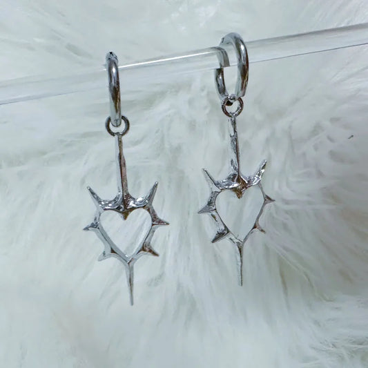 Goth Thorn Heart Earrings Korean Fashion Cross Earrings for Women Punk Charms Earring Grunge Jewelry Hip Hop Vintage Accessories