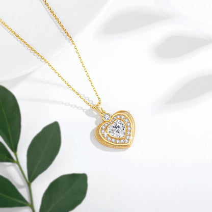 18K Gold Heart Necklace 9mm 3ct Moissanite Pendant K Gold Luxury Wedding Jewelry With Certificate