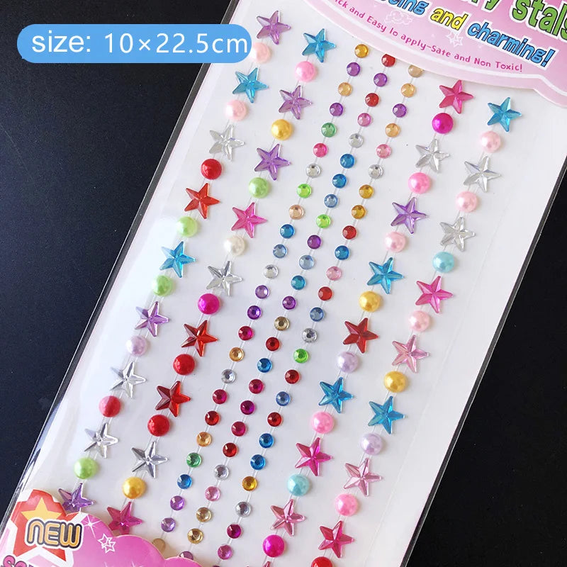 Kids Gem Crystal Acrylic Diamond Self Adhesive Stickers for Girl Creative DIY Craft Decoration Scrapbook Sticker