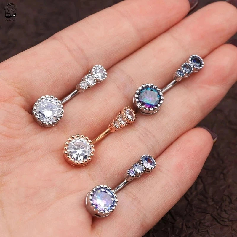 Heart Belly Button Ring Navel Piercing Female Sterling Silver 14G Belly Barball Piercing Ring Body Jewelry Navel Ring Umbilical