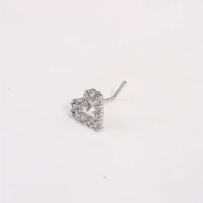 1pc Simple Mini Love Heart L-Shaped Nose Stud Nail Ring Simple Zinc Alloy Nose Piercing Jewelry