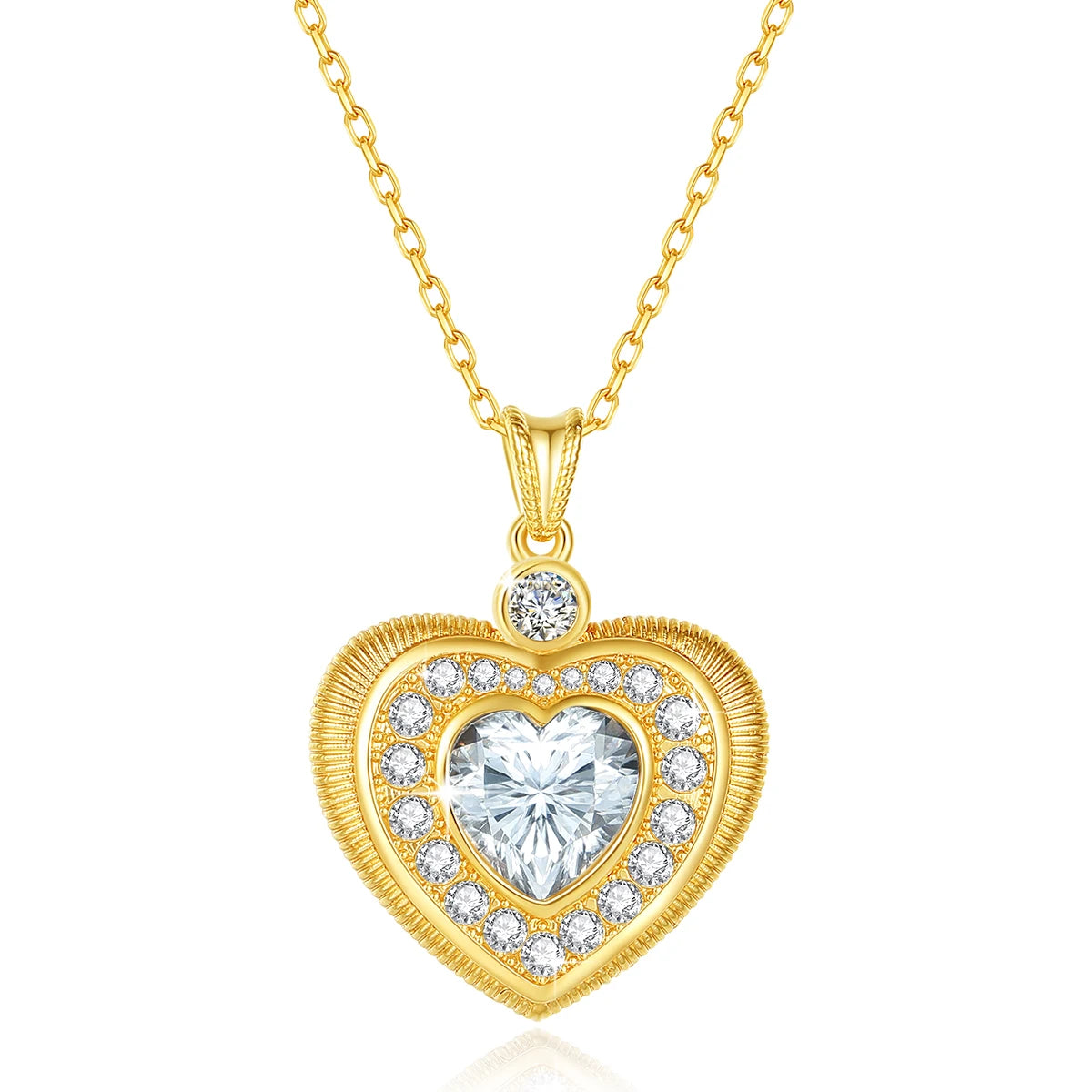 18K Gold Heart Necklace 9mm 3ct Moissanite Pendant K Gold Luxury Wedding Jewelry With Certificate