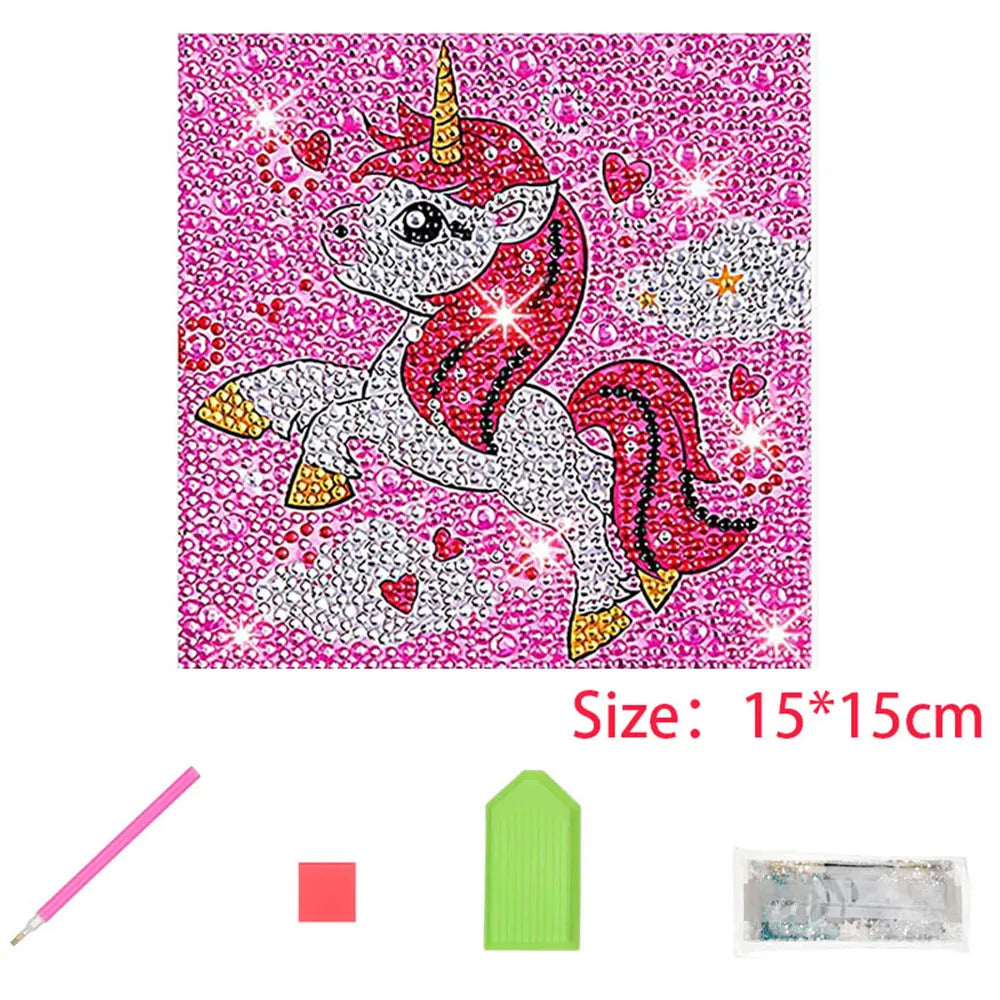 Kids Big Gem Diamond Painting Kit Create 12 Stickers DIY Arts Crafts Girls Boys Magical 5D Diamond Painting by Numbers Toys Gift