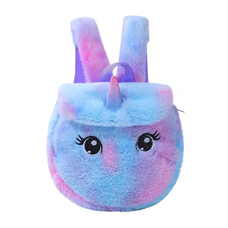 Unicorn Furry Backpack Plush Sparkling Kid Girl Small School Kindergarten Cute Winter Christmas Children Adjustable Bag Gift