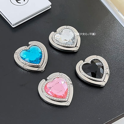 Heart Creative Folding Hook Heart-Shaped Diamond Shape Gem Table Edge Dining Table Edge Purse Hook Bag Hanger