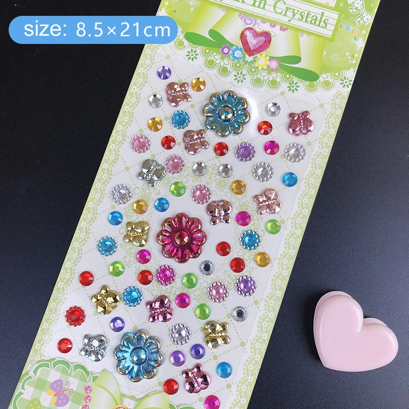 Kids Gem Crystal Acrylic Diamond Self Adhesive Stickers for Girl Creative DIY Craft Decoration Scrapbook Sticker