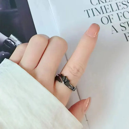 Korean Fashion Simple Couple Rings For Women Men Couple Goth Ring Punk Vintage Evil Wings Opening Finger Ring Jewelry Gifts