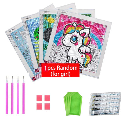 Kids Big Gem Diamond Painting Kit Create 12 Stickers DIY Arts Crafts Girls Boys Magical 5D Diamond Painting by Numbers Toys Gift