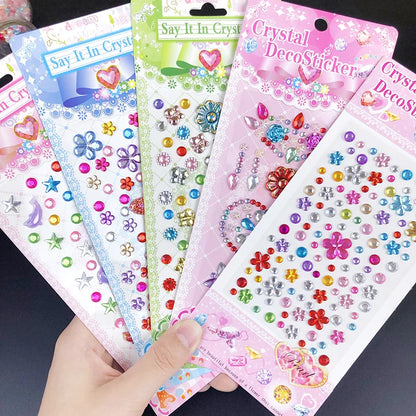 Kids Gem Crystal Acrylic Diamond Self Adhesive Stickers for Girl Creative DIY Craft Decoration Scrapbook Sticker