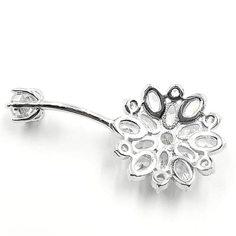 925 silver sunflower crystal belly piercing ombligo body jewelry navel piercing  for women