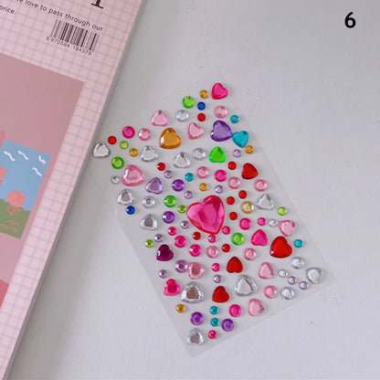 Mixed Size 3D Heart Love Gem Stickers For Kids Diamond Acrylic Crystal Sticker DIY Three-dimensional Rhinestone For Girls