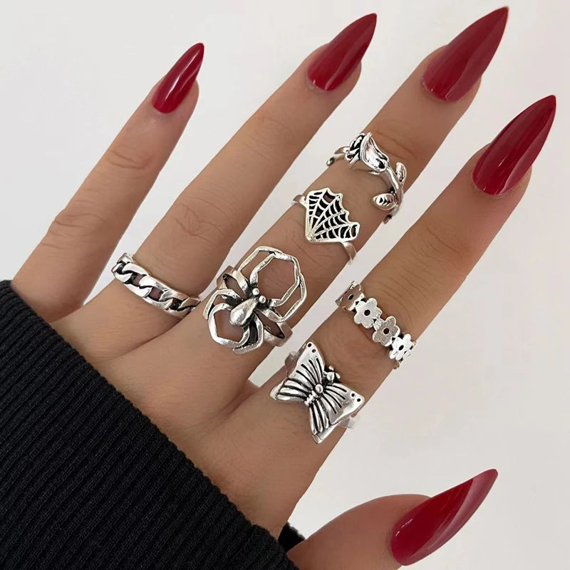 30pcs/Lot Factory Wholesale Alloy Finger Rings For Women HOT New Big Flower Cutout Skull Spider Animal Leaf Love Snake Jewelry