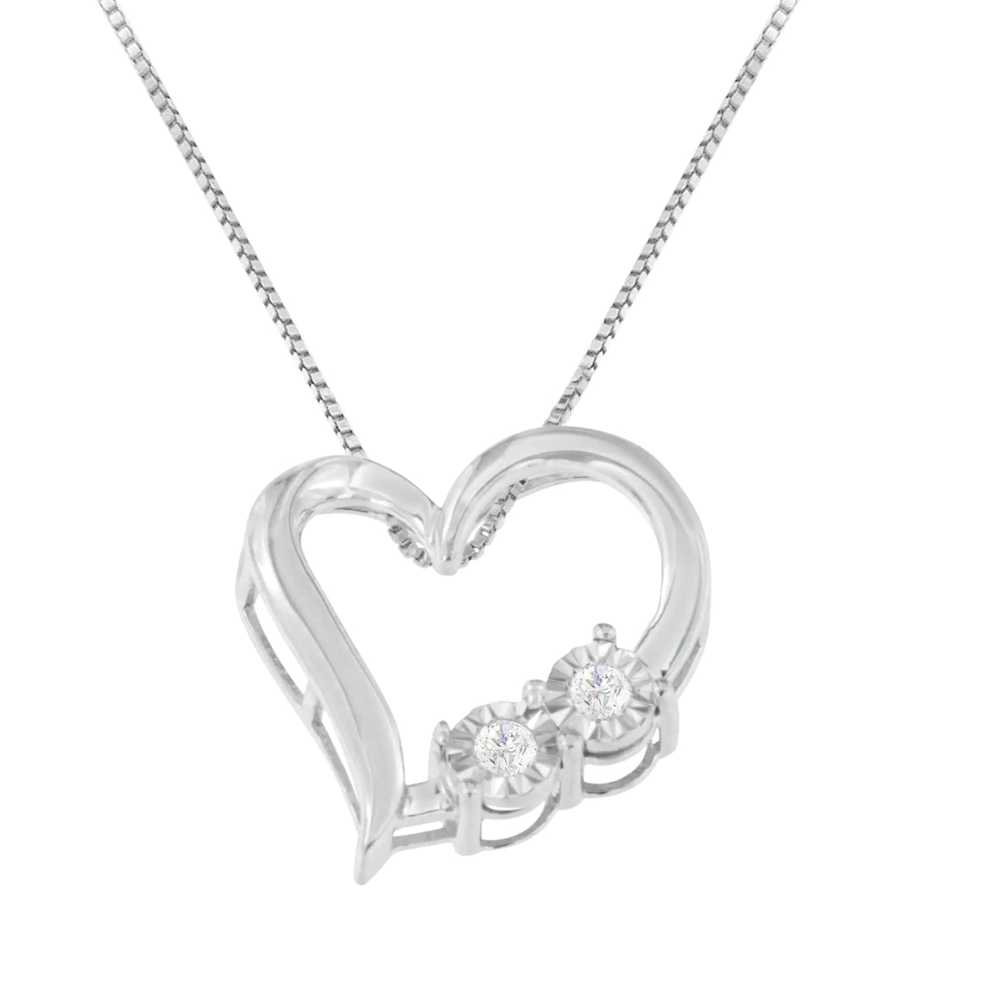 .925 Silver 0.10ct Diamond Heart Necklace