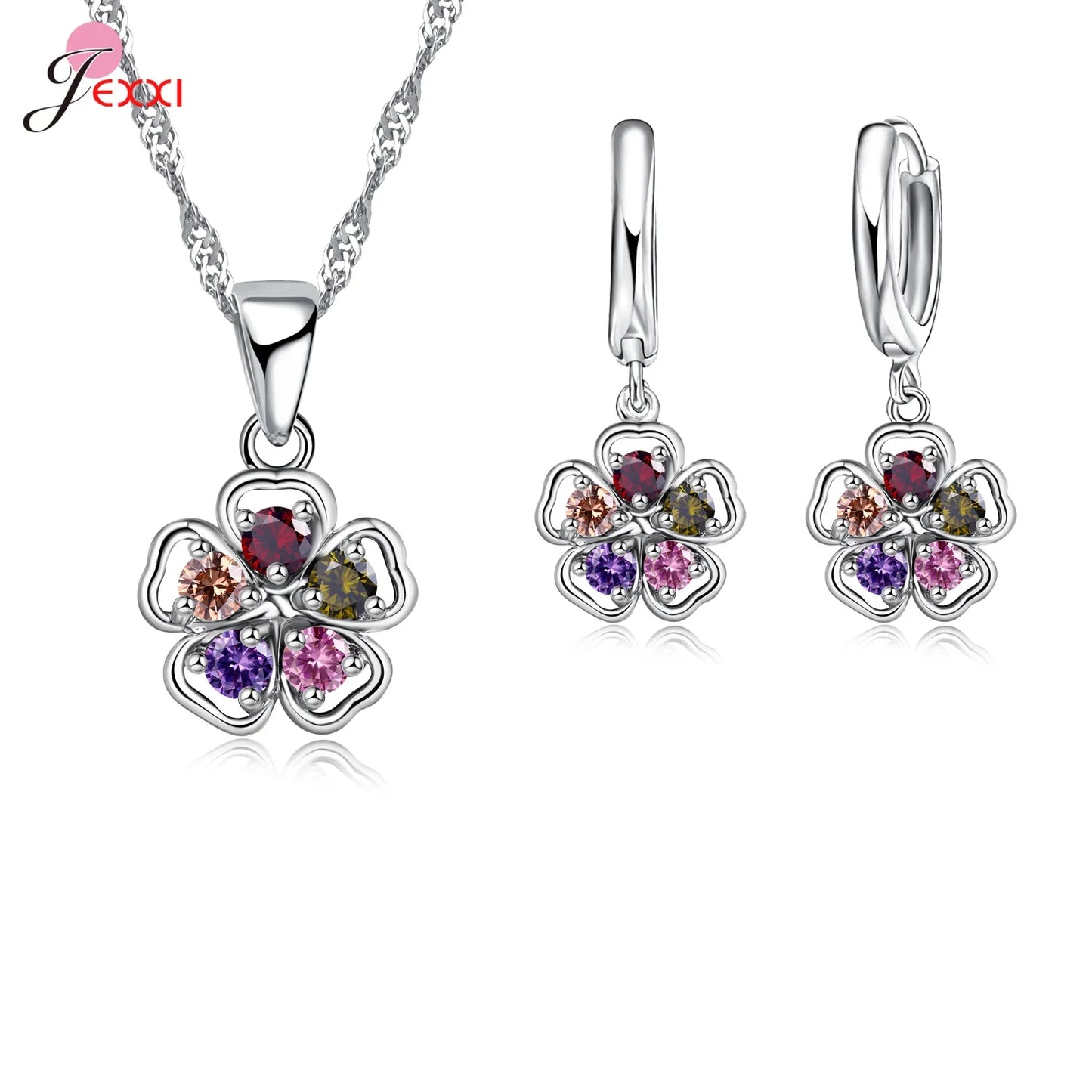 New Brand Bridal Jewelry Sets 925 Sterling Silver Statement Flower Butterfly Choker Necklaces Zirconia Earrings for Women Gift