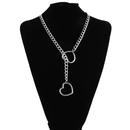 Heart Slip Chain Necklace For Women Fashion Punk Rock Goth Choker Jewelry Accessories