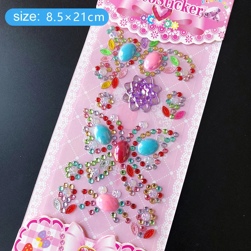 Kids Gem Crystal Acrylic Diamond Self Adhesive Stickers for Girl Creative DIY Craft Decoration Scrapbook Sticker