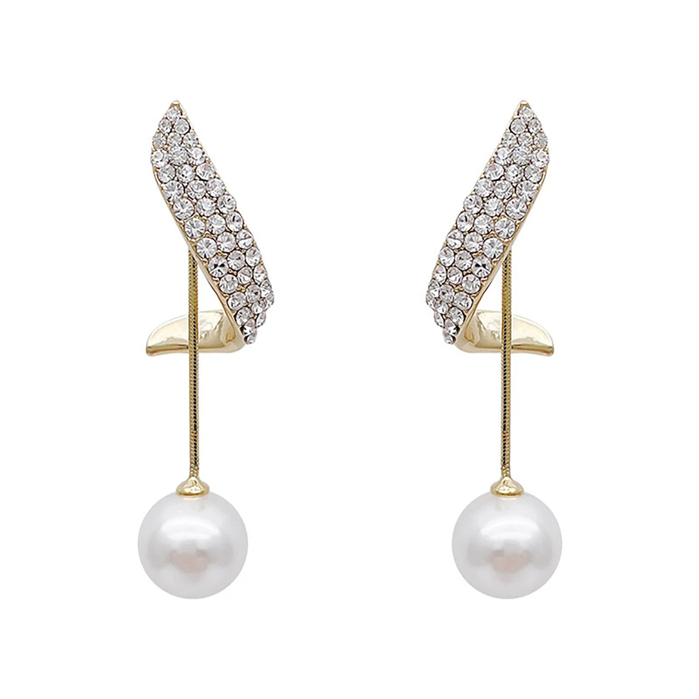 2 fashionable and gorgeous women's long diamond inlaid pearl geometric earrings, party and dinner party accessories