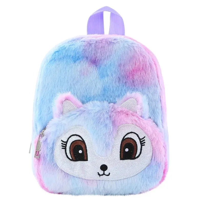 Unicorn Furry Backpack Plush Sparkling Kid Girl Small School Kindergarten Cute Winter Christmas Children Adjustable Bag Gift