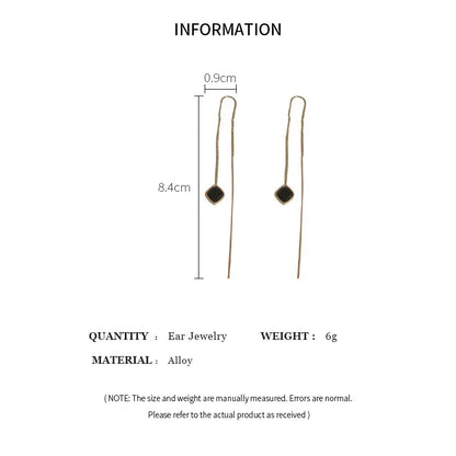 Simple Geometric Square Drop Earring For Women Korean Fashion Gold-color Line Long Tassel Dangle Earrings Party Jewelry Gift