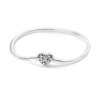 Silver Plated Stars Heart Shape Butterflies Clover Clasp Bracelet for Women Fit Original Charms Beads DIY Making Gift