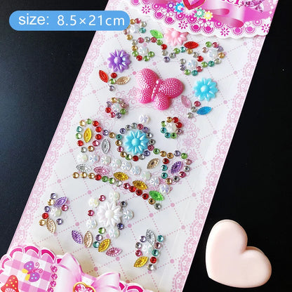 Kids Gem Crystal Acrylic Diamond Self Adhesive Stickers for Girl Creative DIY Craft Decoration Scrapbook Sticker