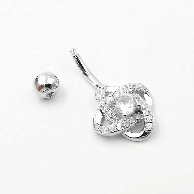 925 sterling silver belly button ring fashion CZ navel piercing body jewelry for women gift