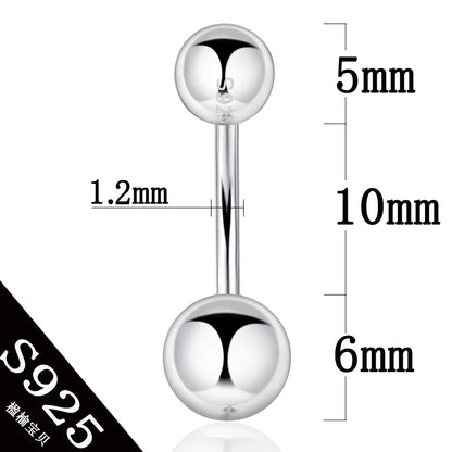 925 sterling silver body jewelry women piercing S925 belly button ring free shipping double ball arc rod fine thin thick pin