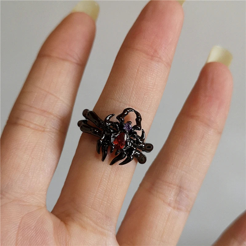 Vintage Goth Thorny Rose Couple Rings For Men Women Charm Irregularity Opening Stainless Steel Finger Ring Jewelry