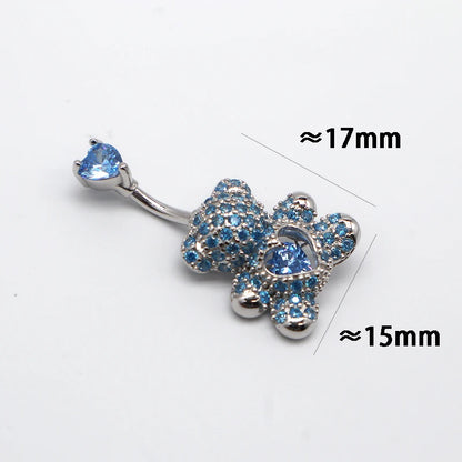 MIQIAO Belly Button Rings Cute Bear 925 Silver Piercing Belly Button New Arrival Luxury Pink Blue Green Body Jewelry