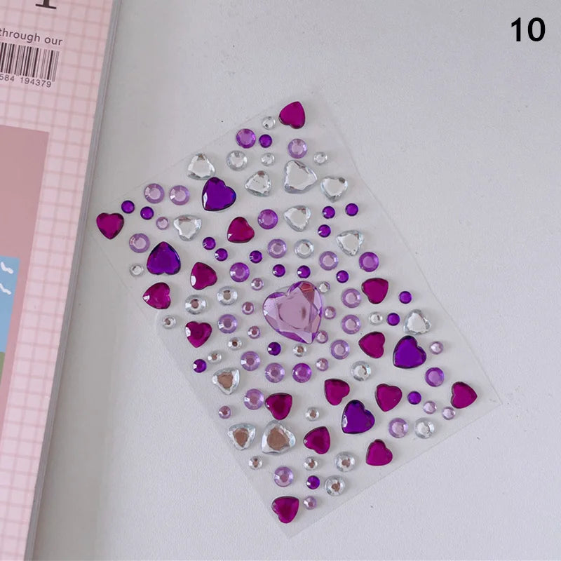 Mixed Size 3D Heart Love Gem Stickers For Kids Diamond Acrylic Crystal Sticker DIY Three-dimensional Rhinestone For Girls