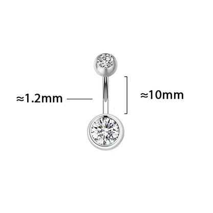 MIQIAO 925 Sterling Silver Round Shape Belly Button Ring Body Piercing Zircon Pin Length 6 8 10 MM Width 1.2 1.5MM Fine Jewelry