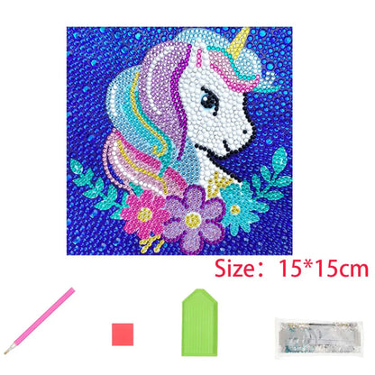 Kids Big Gem Diamond Painting Kit Create 12 Stickers DIY Arts Crafts Girls Boys Magical 5D Diamond Painting by Numbers Toys Gift