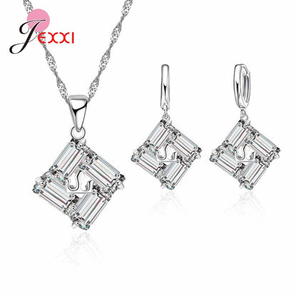 New Brand Bridal Jewelry Sets 925 Sterling Silver Statement Flower Butterfly Choker Necklaces Zirconia Earrings for Women Gift