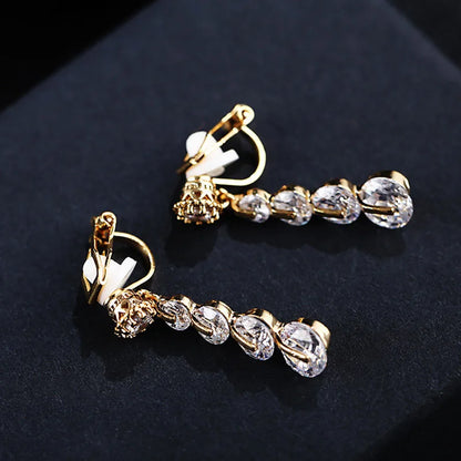 Fashion Luxury Vintage Cubic zirconia Clip Earrings Without Piercing For Women Fine Jewelry Accessory Brincos High Quality