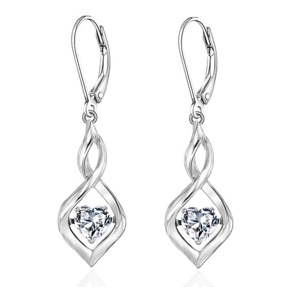 WASEE April Heart Birthstone Leverback Earrings