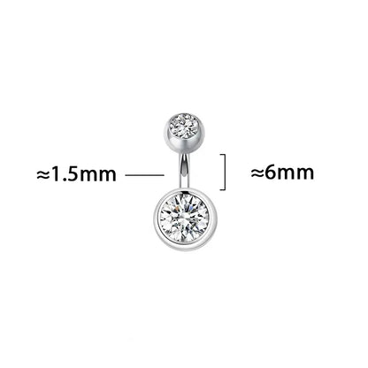 MIQIAO 925 Sterling Silver Round Shape Belly Button Ring Body Piercing Zircon Pin Length 6 8 10 MM Width 1.2 1.5MM Fine Jewelry