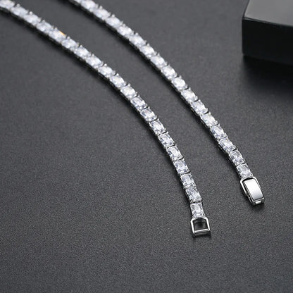 Fine 14K White Gold Lovers Anniversary Necklace Lab Diamond Cz chorker Pendant Necklaces for Women Bridal Party Wedding jewelry