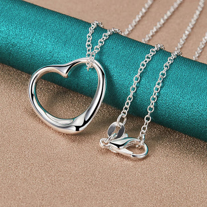 925 Sterling Silver Love Heart Necklace Earrings Bangle Sets For Women Wedding Party Fashion Charm Jewelry Gift