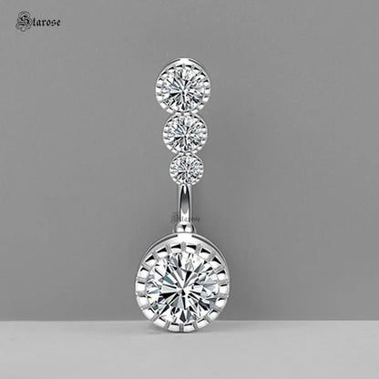 Starose Top 925 Sterling Silver Navel Piercing 14G Belly Piercing Jewelry Belly Button Rings Zircon Drop Dangle Navel Bar Women