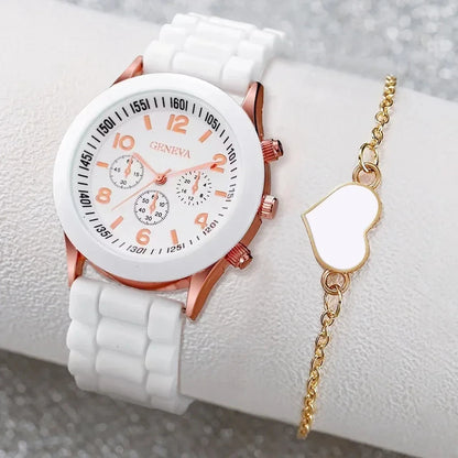 Luxury Watch Set Women Rhinestone Fashion Quartz Wristwatch Female Casual Ladies Watches Bracelet Set Clock No Box